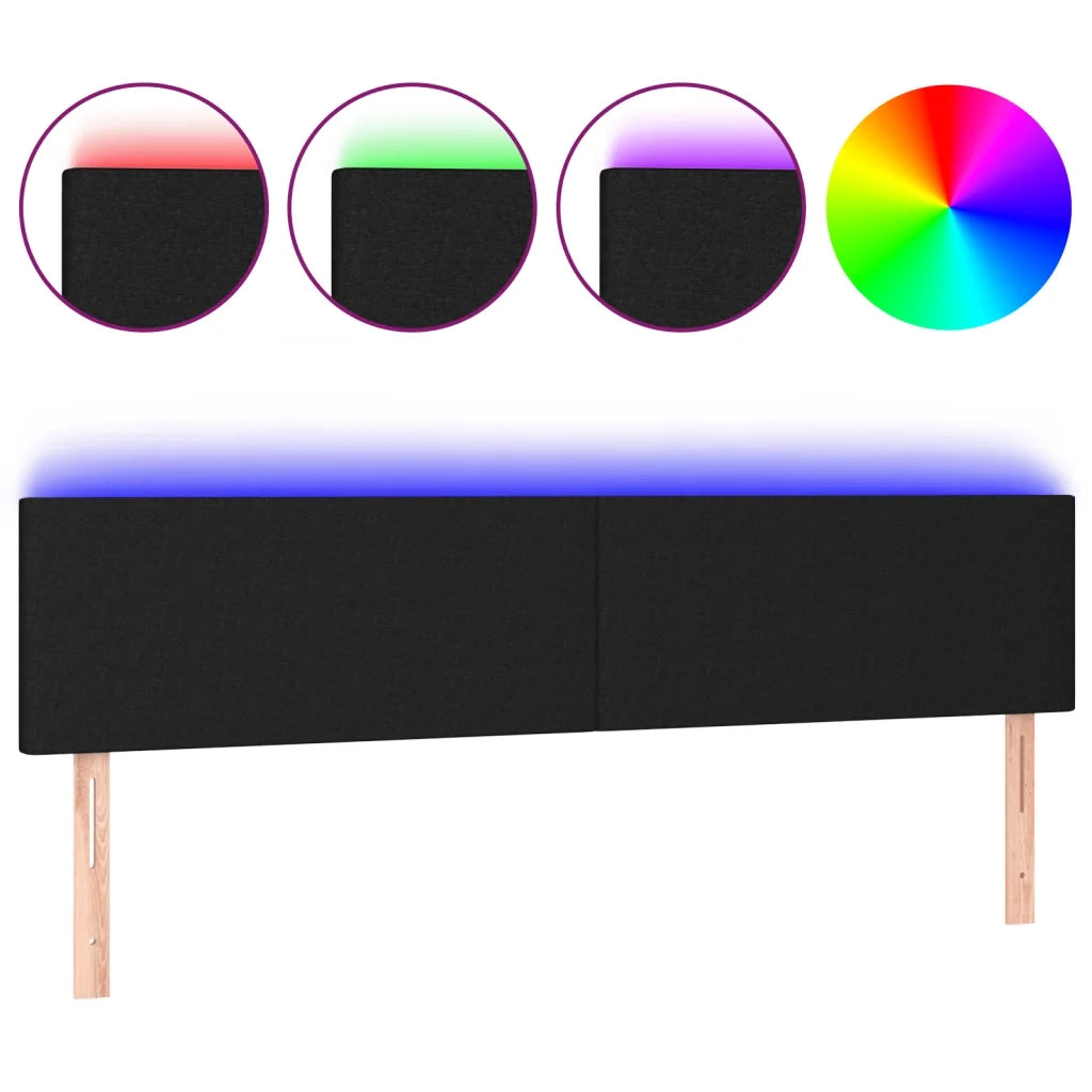 Testiera a LED-Testata con LED Nera 180x5x78/88 cm in Tessuto 531651