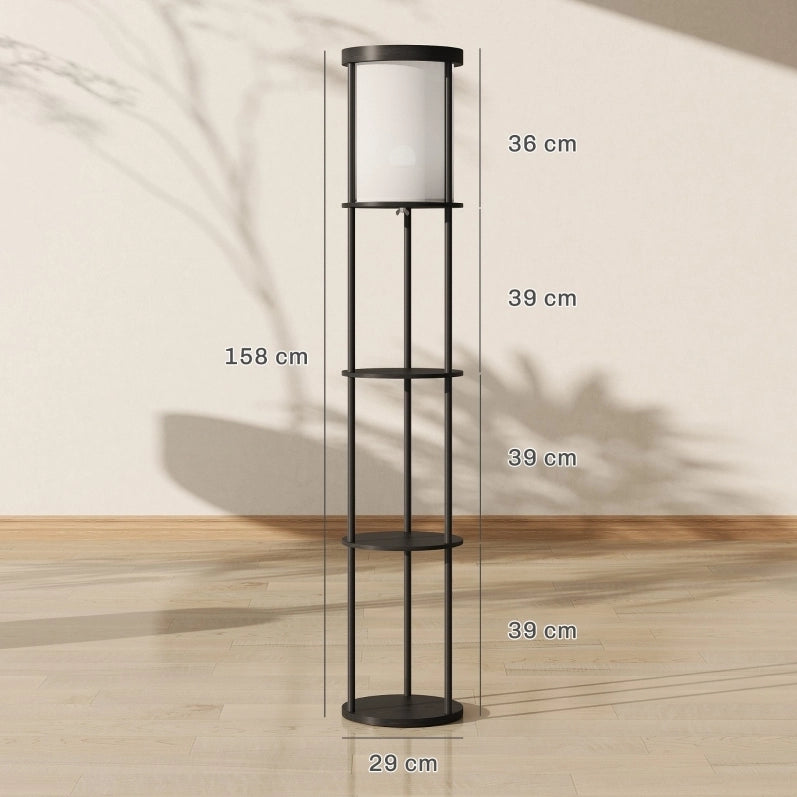Lampada da terra con ripiani rotonda 29x29x158 cm in metallo nero con telecomando