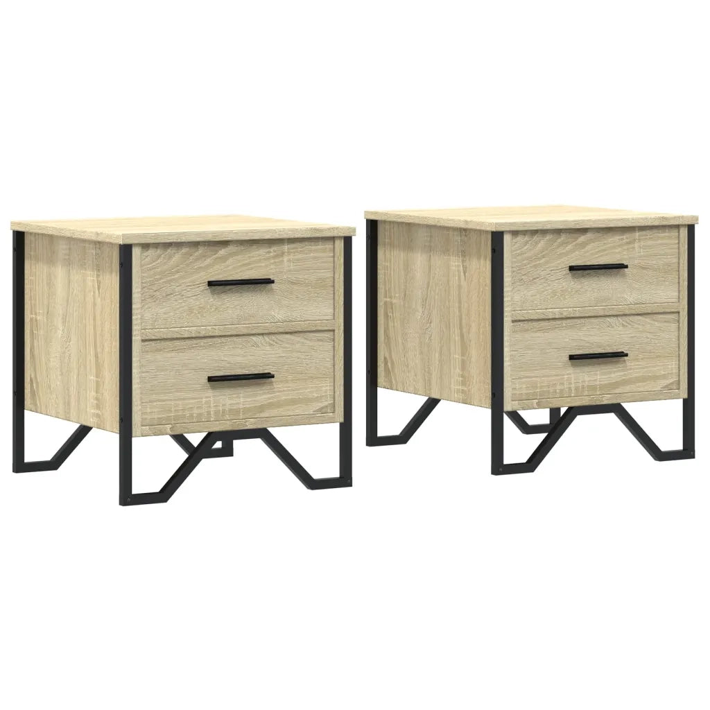 Comodini 2 pz-Set di 2 Tavolino da notte Rovere Sonoma 40x41x40 cm in Legno Multistrato