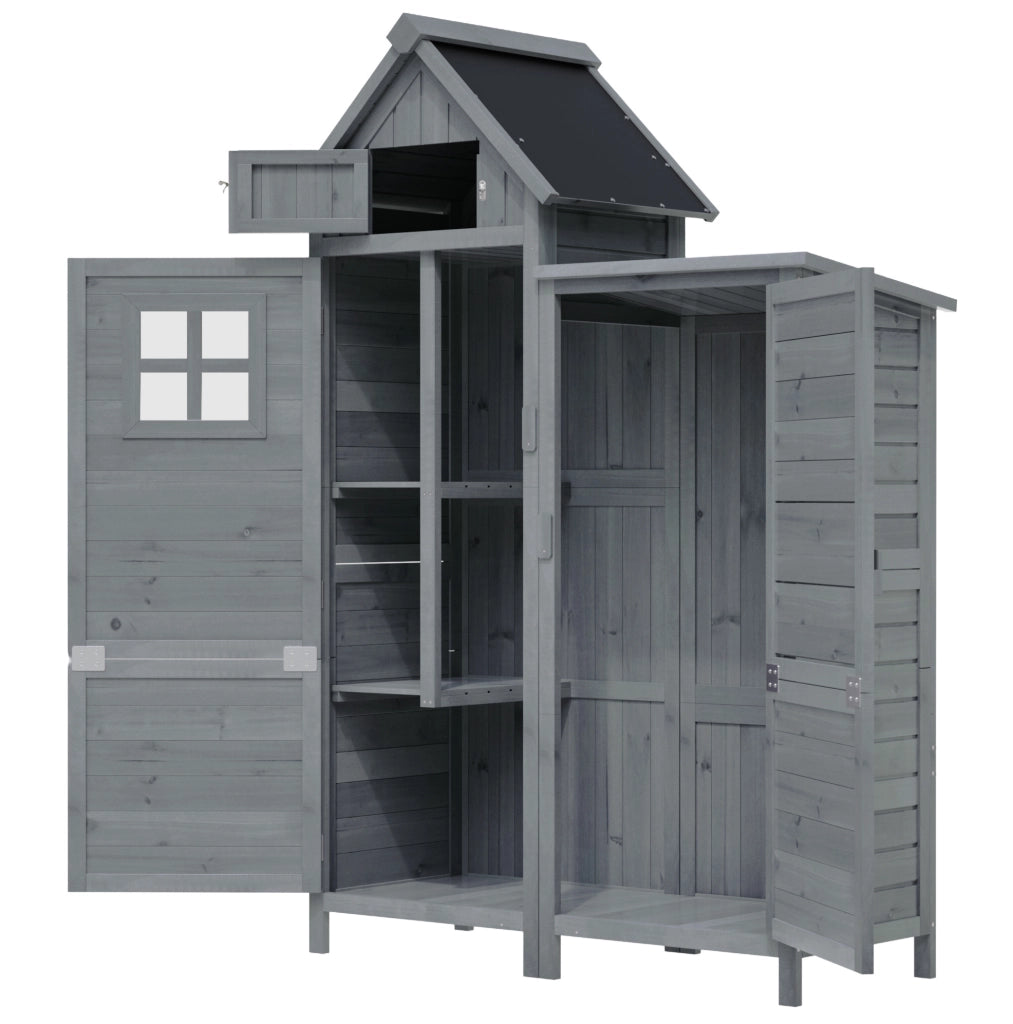 Armadio da esterno a doppia porta in legno massello di abete 110x52x170 cm grigio