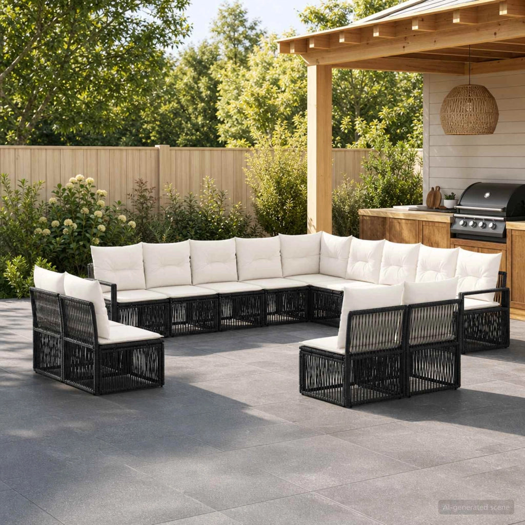 Set Divano da Giardino 13 pz Nero polyrattan 3435874
