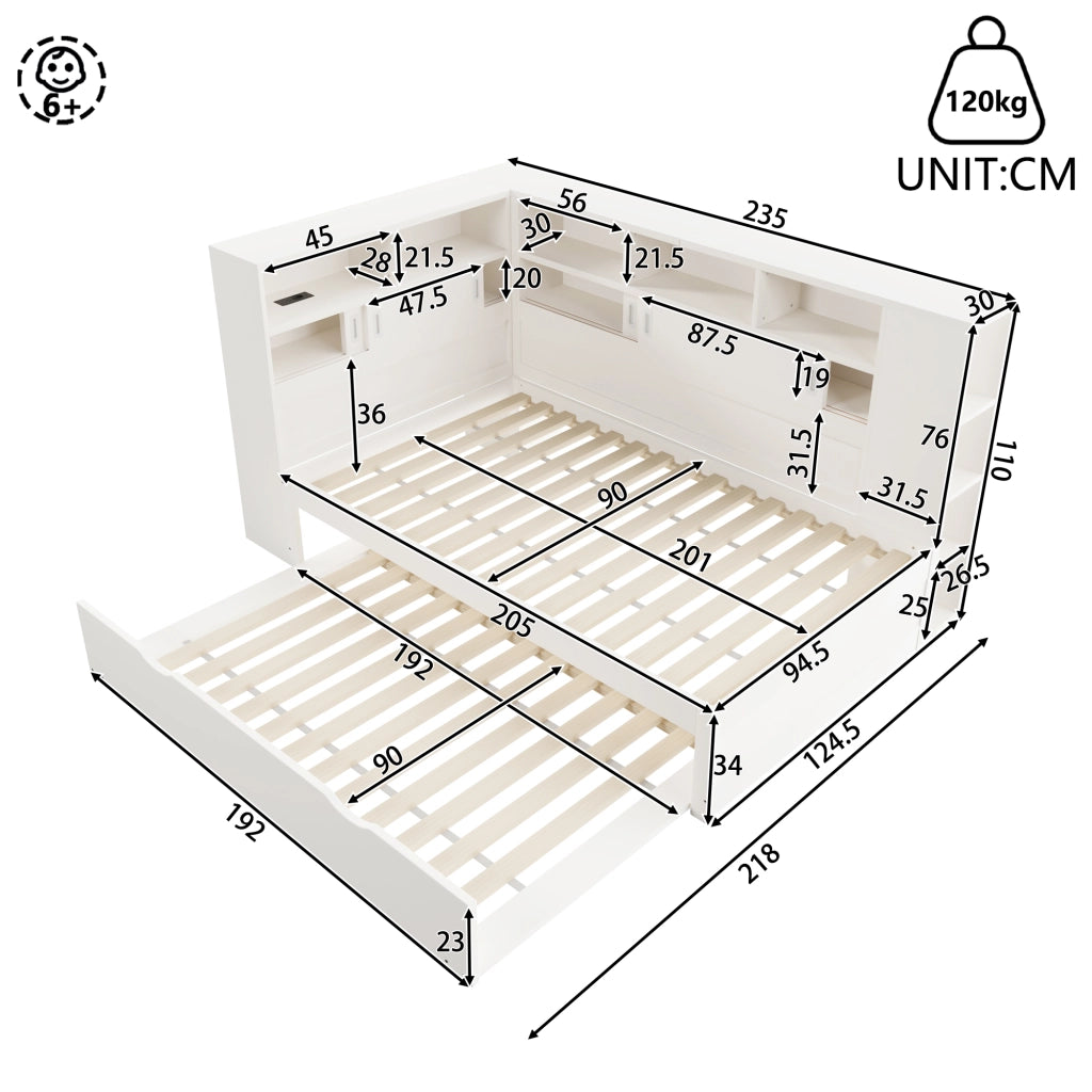 letto platforma pino bianco 90 x 200 cm