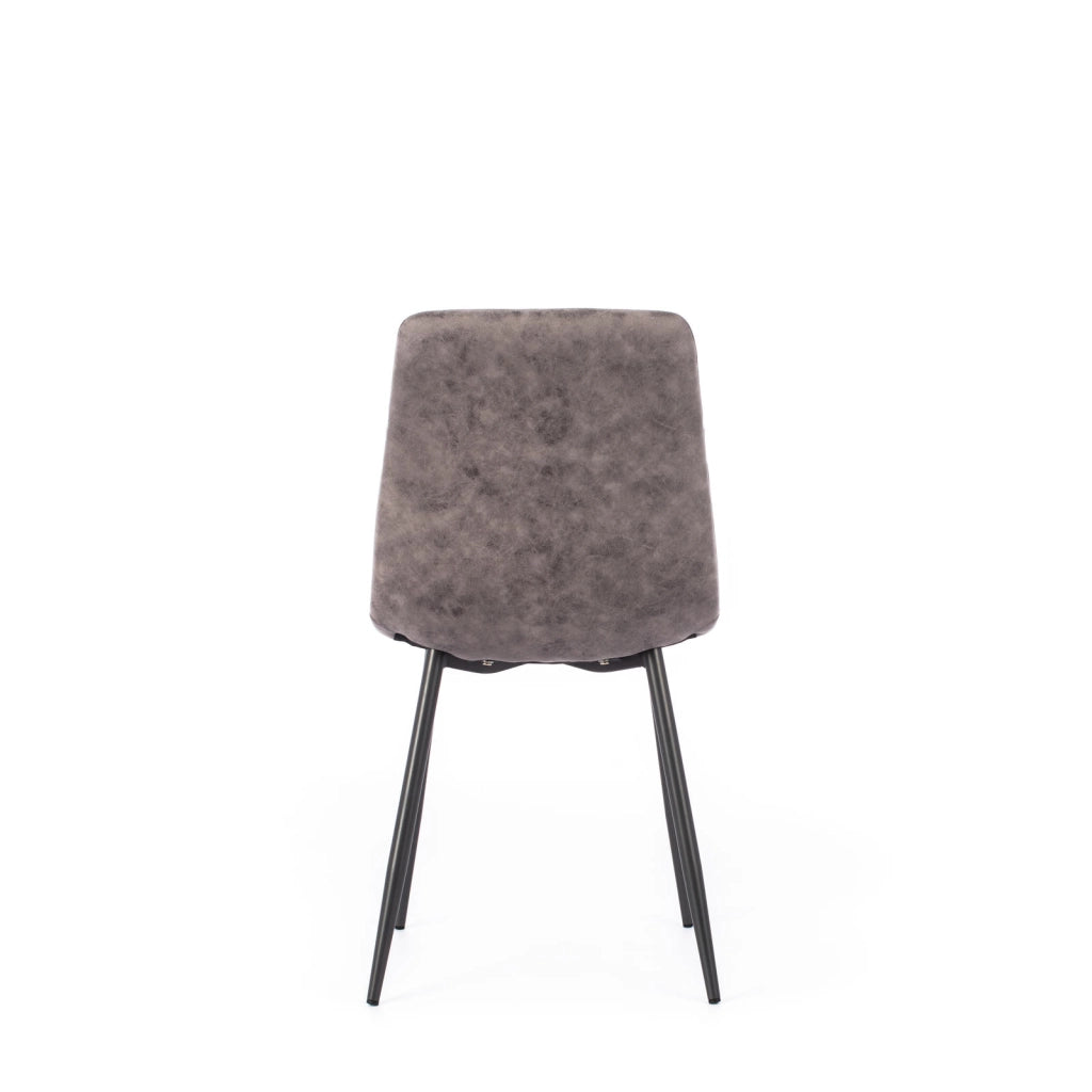 Sedia Lea con Struttura in Metallo e Seduta in Similpelle Grigio Vintage - Design Moderno Ergonomico 48.5 x 49 x 88 cm per Interni