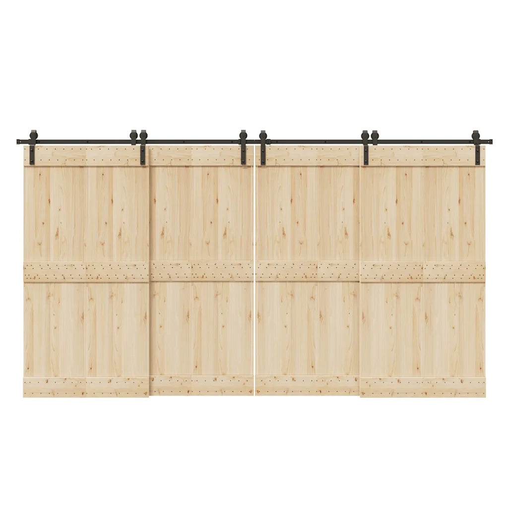 Kit di Binari per Porte Scorrevoli 400 cm Acciaio Nero 3295796