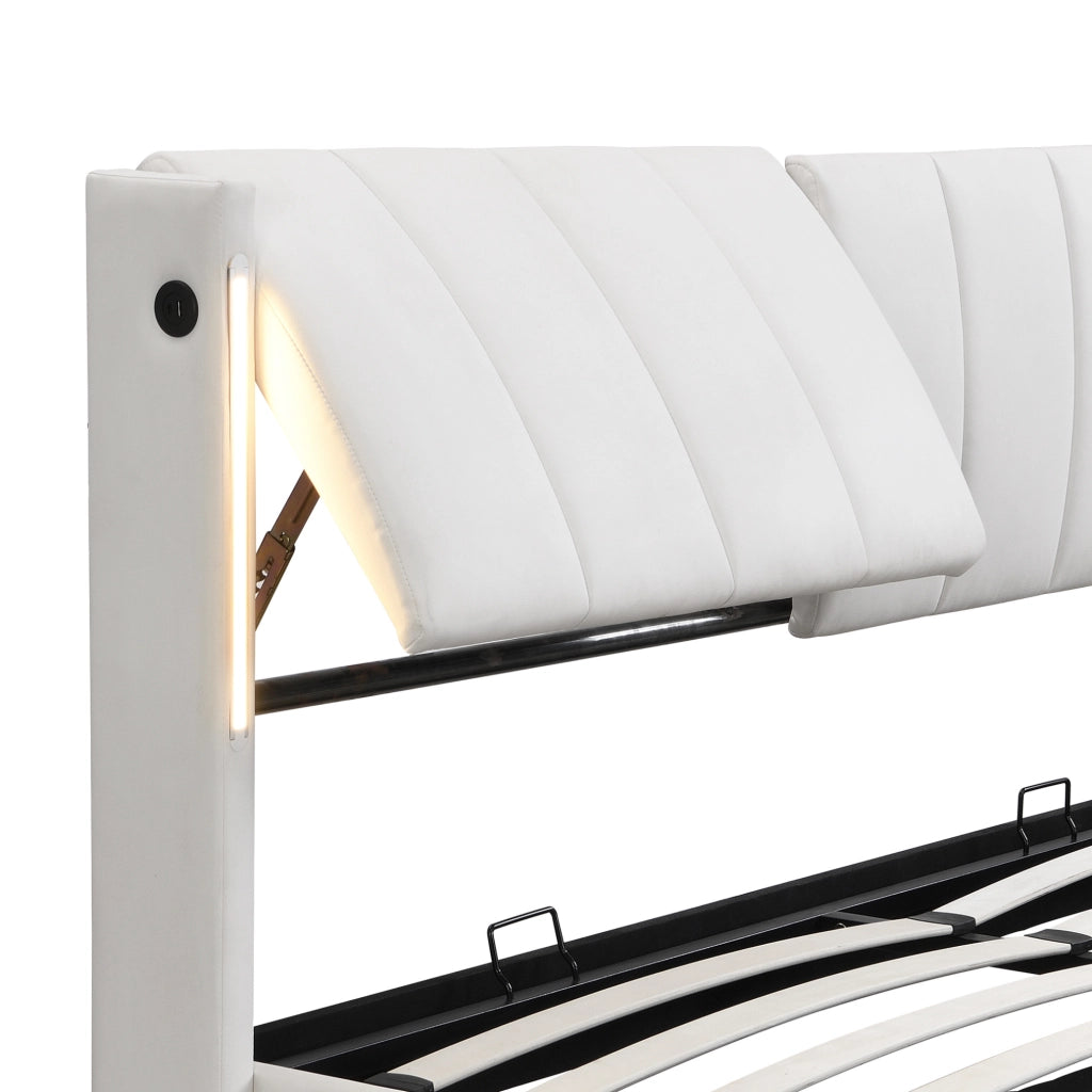 Letto matrimoniale con LED, USB e contenitore