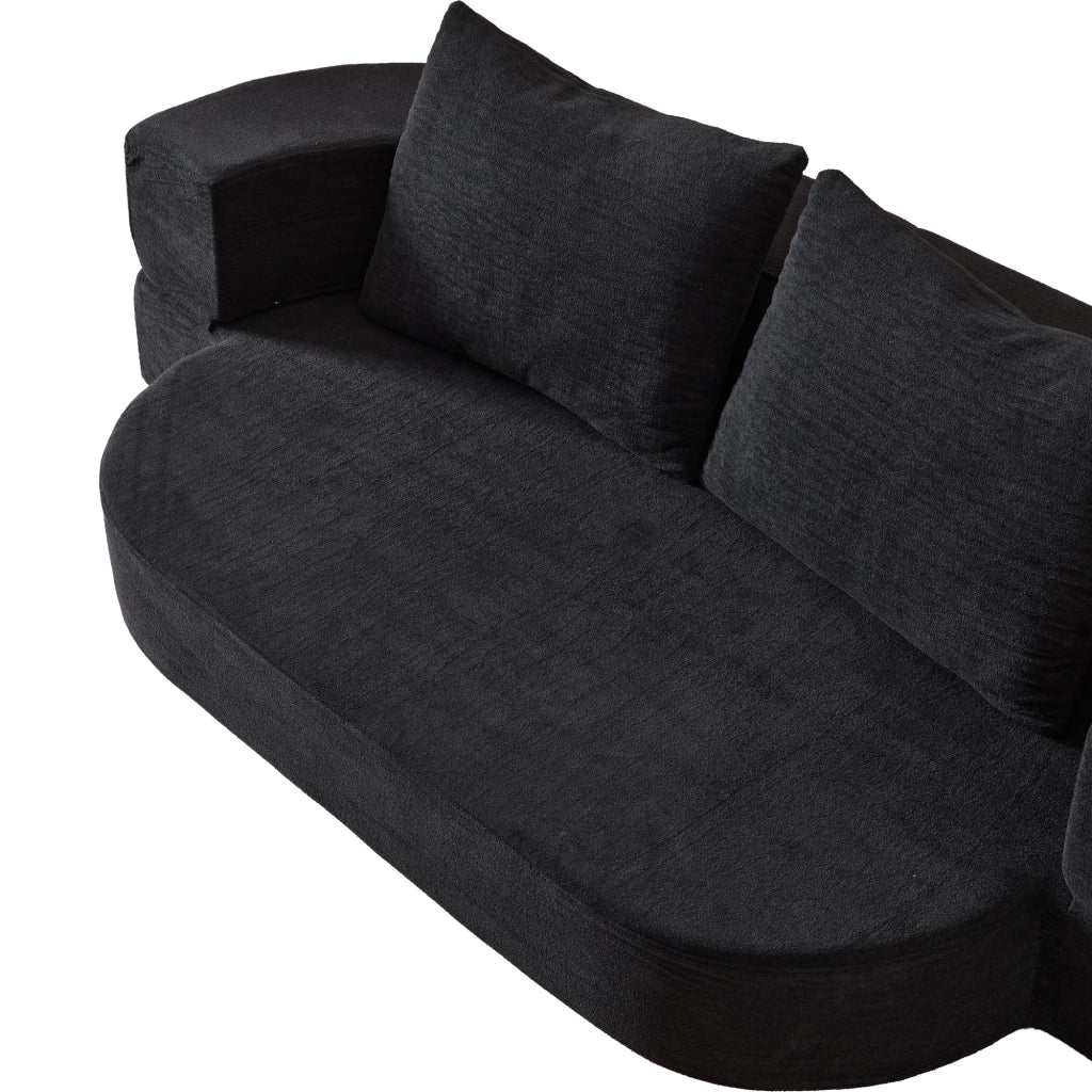 Divano letto pieghevole 3 in 1 in flanella nera con schiuma memory