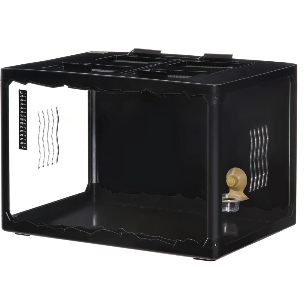 Terrario per Tartarughe di Terra e Rettili con Termometro 18-34¡æ, 60x40x40.5 cm, Nero