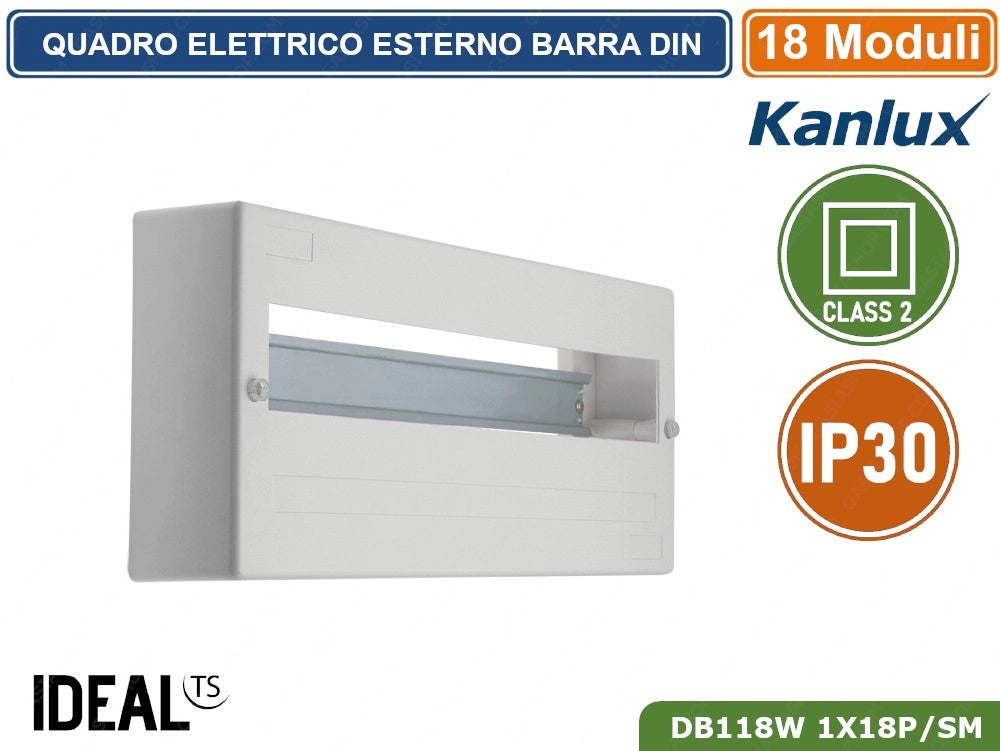 CENTRALINO QUADRO ELETTRICO SU GUIDA DIN 18 MODULI MONTAGGIO A MURO CLASSE 2 IP30