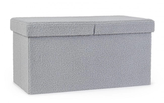 Set 2 Pouf Contenitore in Bouclé Grigio Moderno da Interno - MARTIN