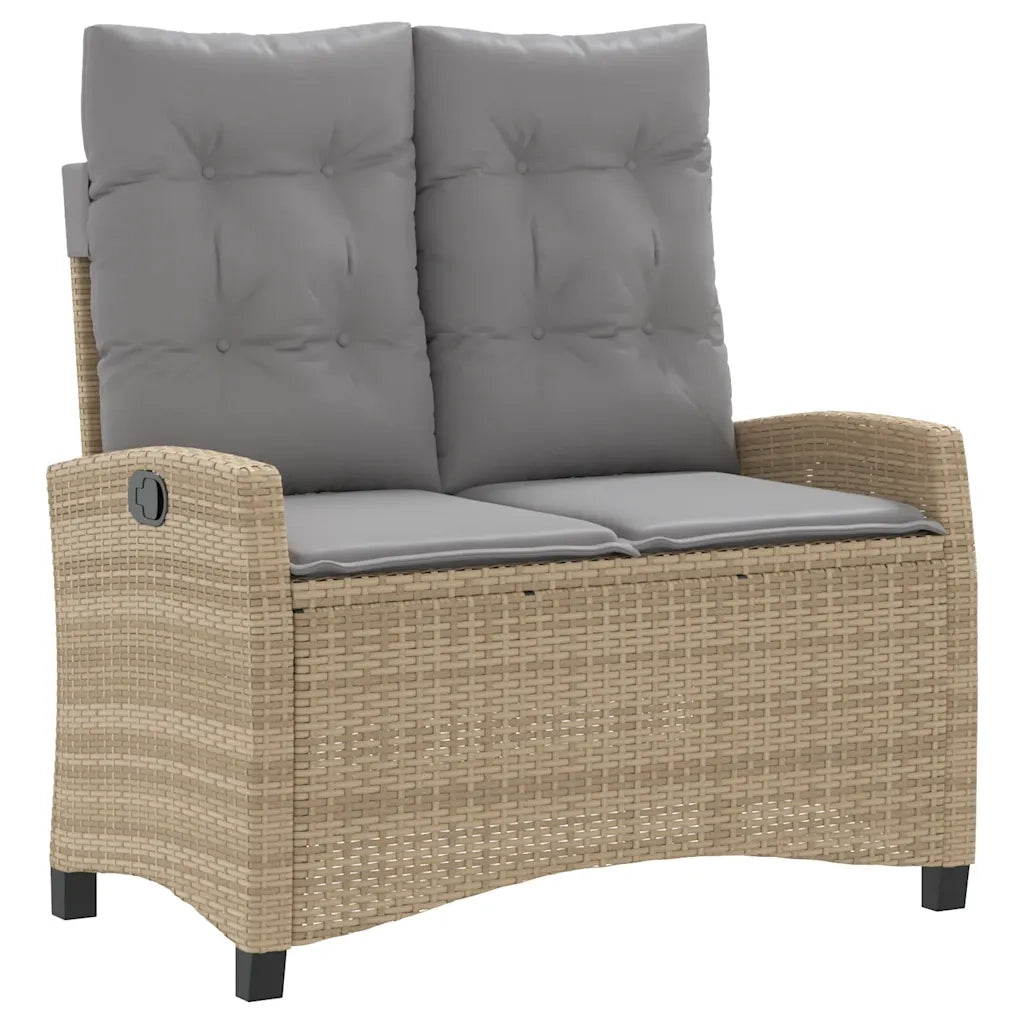Panchina Reclinabile da Giardino | Panca da Giardino con Cuscini Beige in Polyrattan