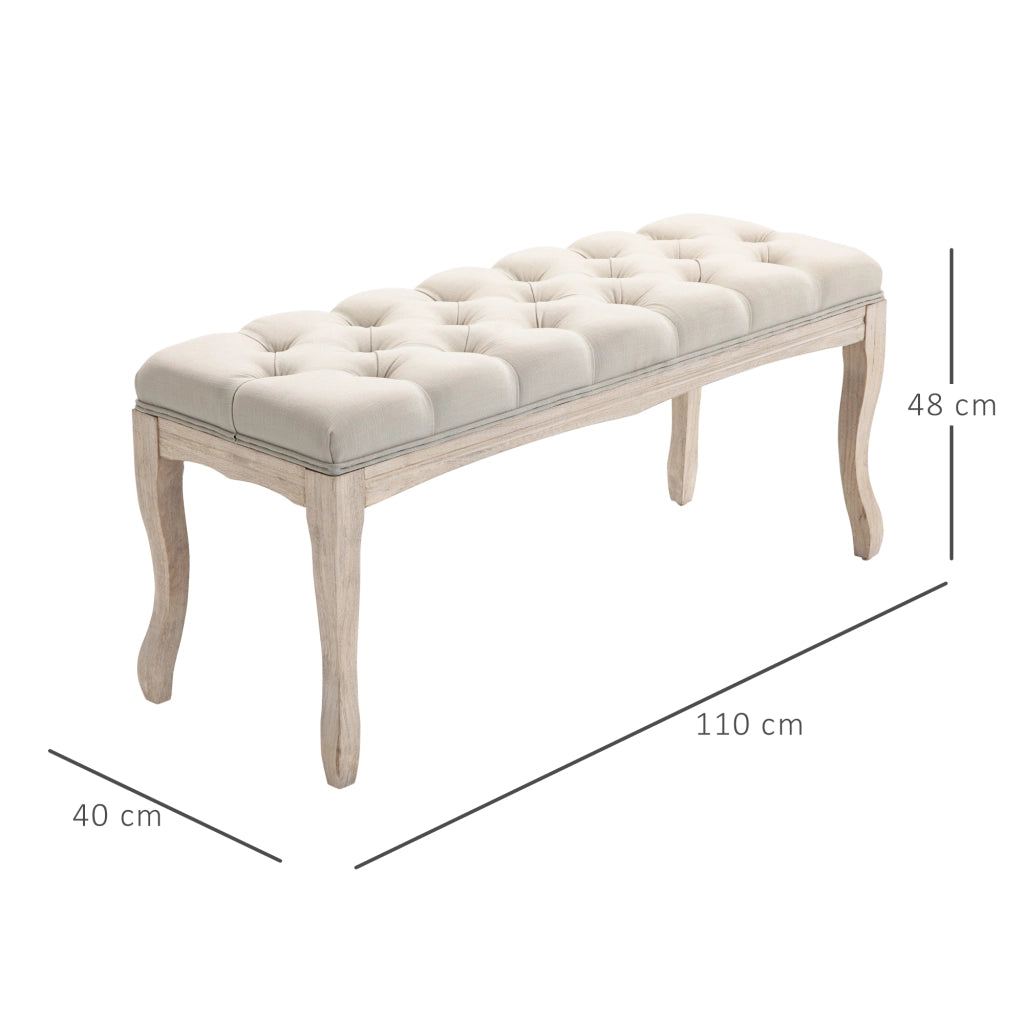 Panca letto ¨C zephmum ¨C Tessuto beige, legno, 110x40x48