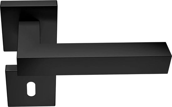 Quad di supporto in acciaio inox V2A nero PVD con gommini di supporto. Kit di chiusura della porta con maniglie BB a rosone.