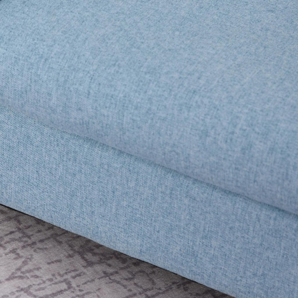 Poltroncina per Bambini Design Scandinavo in Tessuto di Lino e Legno con Braccioli Imbottiti e Seduta Comoda Blu