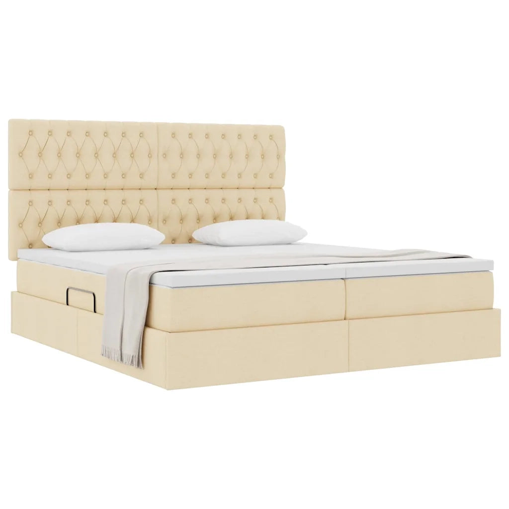 Letto con Contenitore Crema 200 x 200 cm Pelle Sintetica 3372219