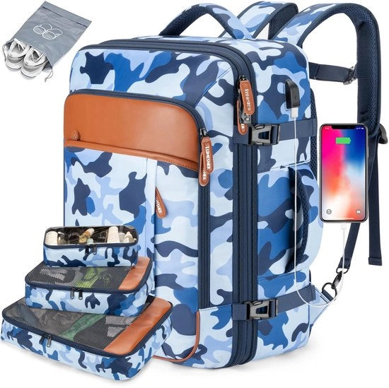 Borsa a Mano da Camuffamento Blu, XL