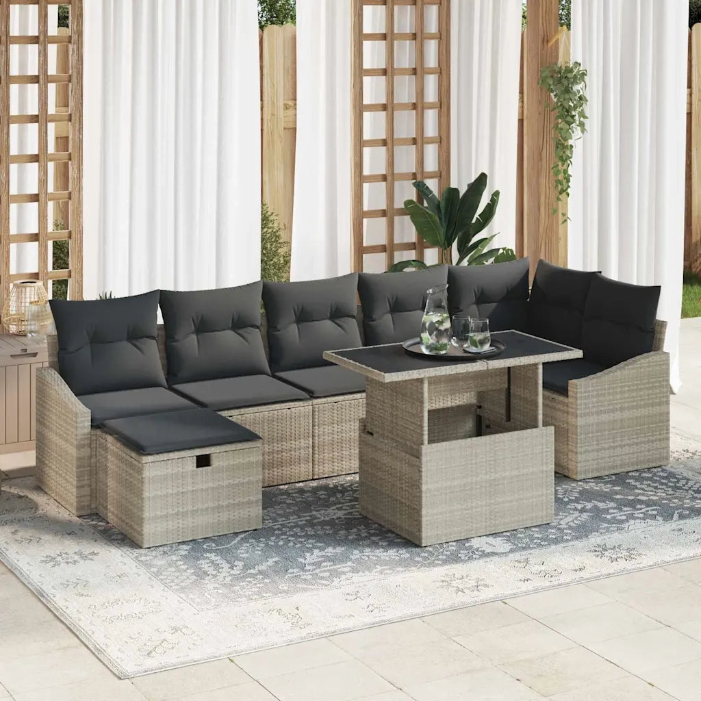 Set Divano da Giardino 8 pcs Grigio chiaro polyrattan