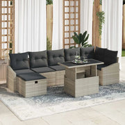 Set Divano da Giardino 8 pcs Grigio chiaro polyrattan