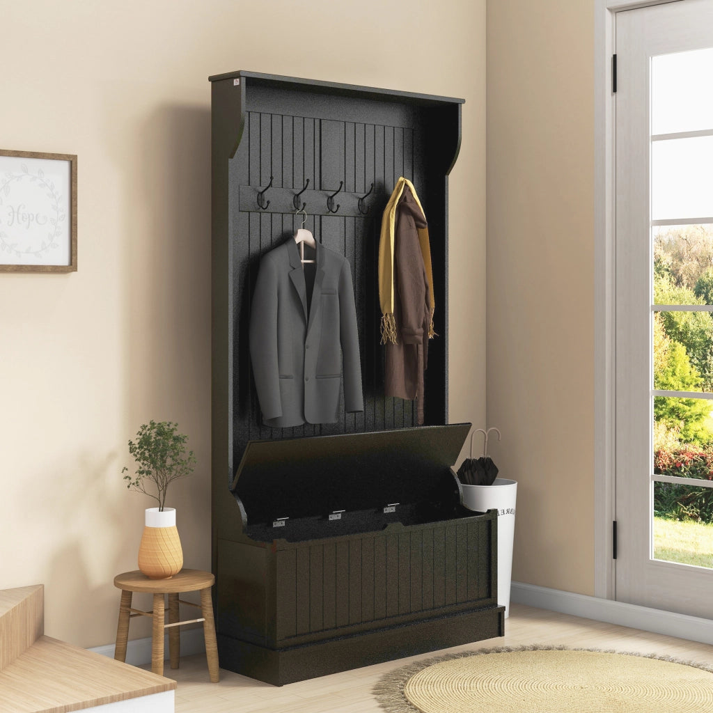 Appendiabiti con panca e 5 ganci ¨C zephmum ¨C 96x34x179,7 cm nero