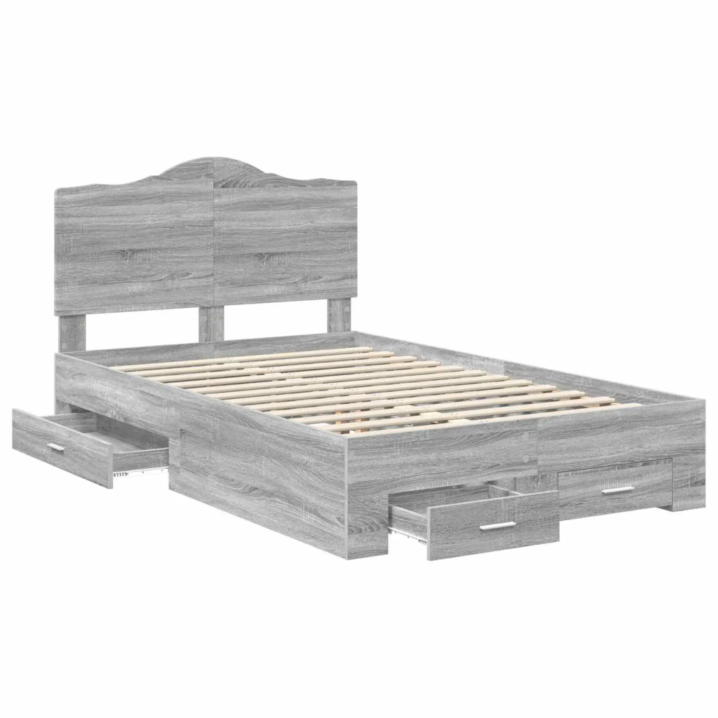 Letto matrimoniale | Letto per adulti | Struttura del letto con testiera Grigio Sonoma 120 x 200 cm