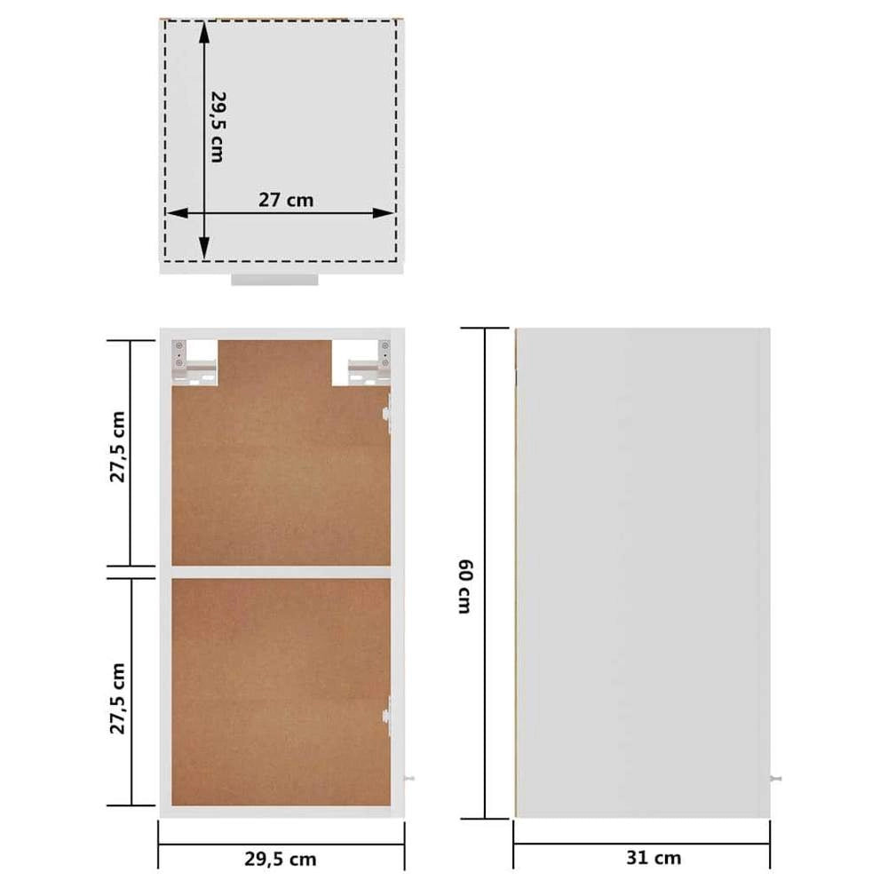Lyon Wall Cabinet, White, 29.5x31x60 Cm, Wood-based Material