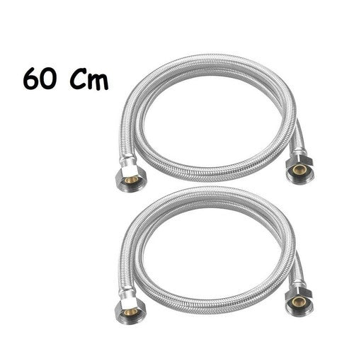 COPPIA TUBO FLESSIBILE 60CM TUBI ACQUA CALDA E FREDDA CALDAIA 1/2X1/2 02074