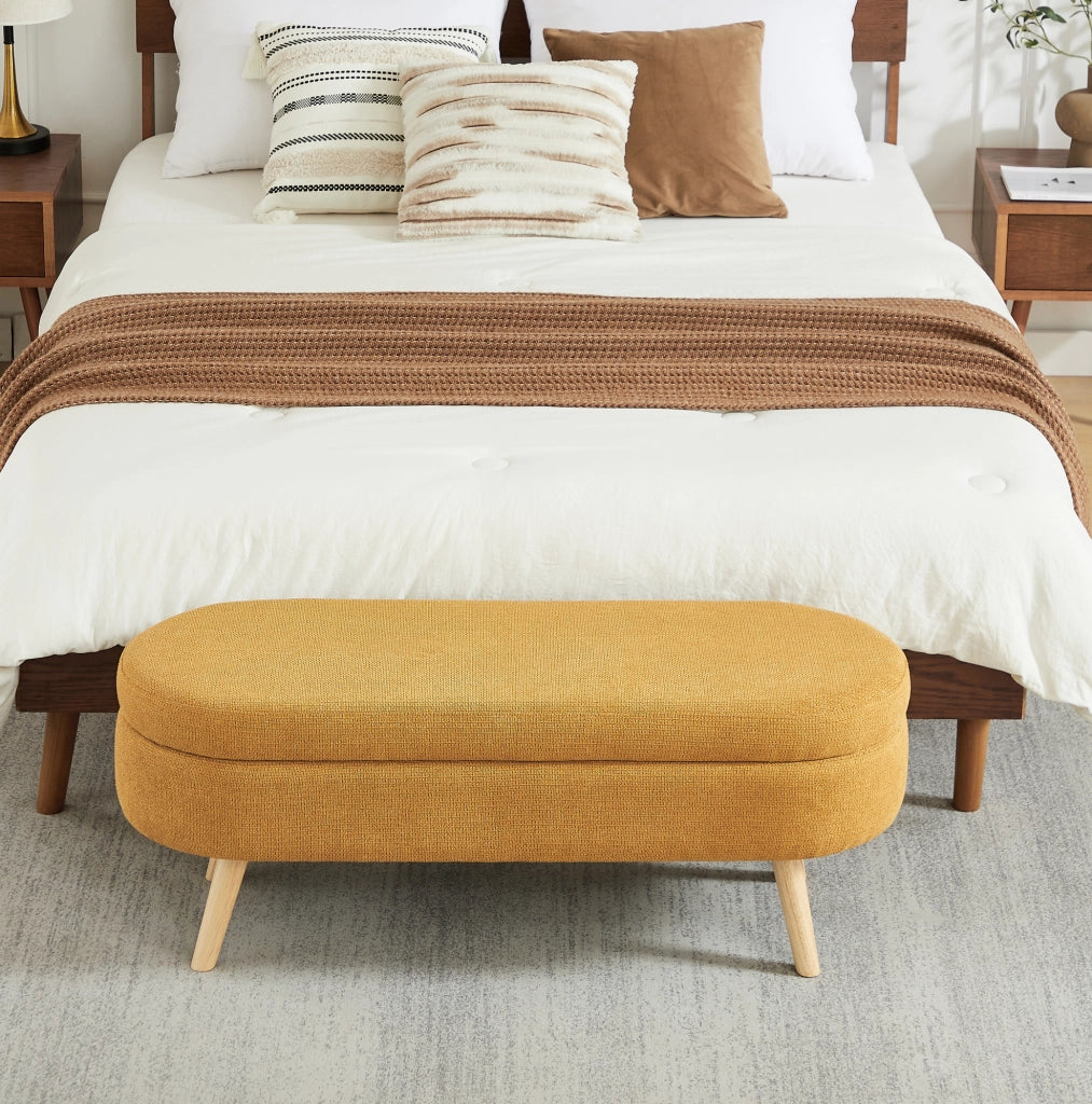 Panca con spazio contenitore 110 cm rivestita in chenille, ideale per ingresso, camera o soggiorno