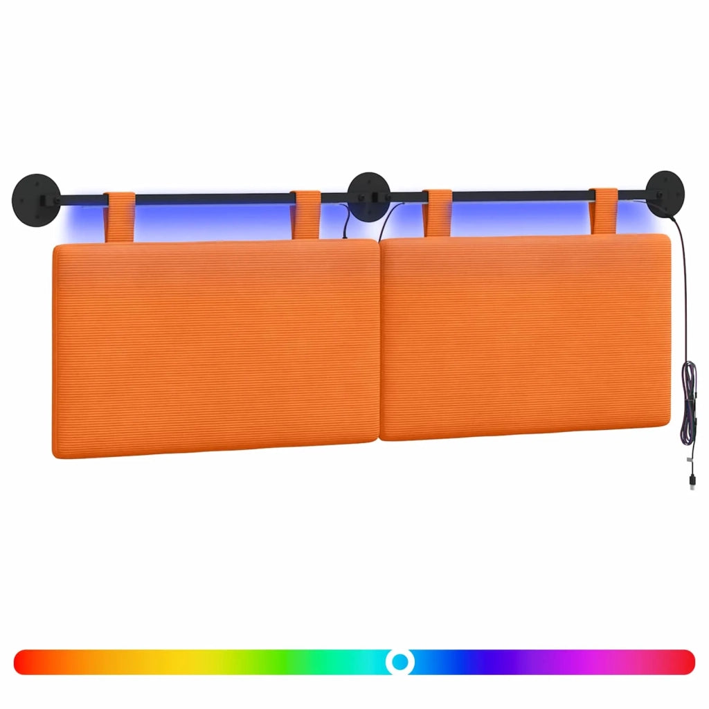 Testiera | Testata sospesa Con luce LED Arancione Tessuto in Cords