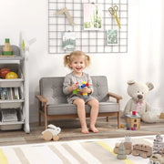 Divanetto per bambini ULEVR 77x42x48 cm a 2 posti, imbottito con braccioli, grigio