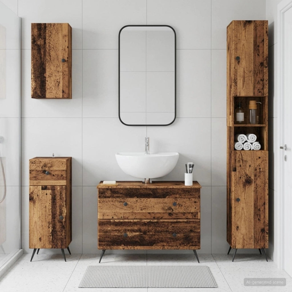 Set di Mobili da Bagno da 4 Pezzi BREDA Legno antico 3417970