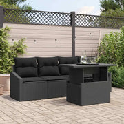Set Divano da Giardino con cuscino 5 pcs Nero polyrattan