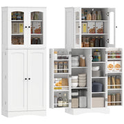 Mobile Dispensa Cucina con Ante, Armadietti e Cerniere a Chiusura Silenziosa, in Legno, 60x40x162 cm, Bianco