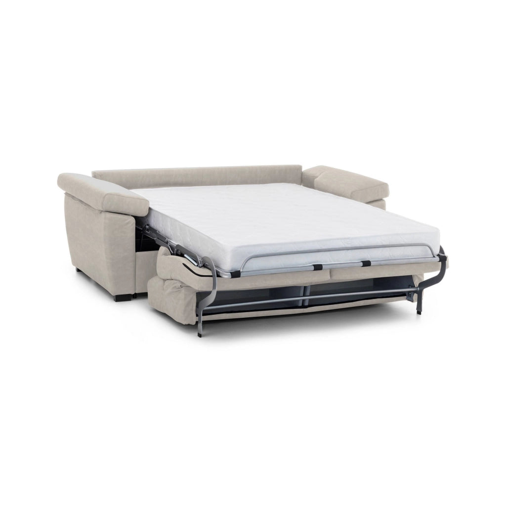 Fisciano, Divano Letto 2 Posti Sfoderabile Made in Italy, 205x95 cm Beige