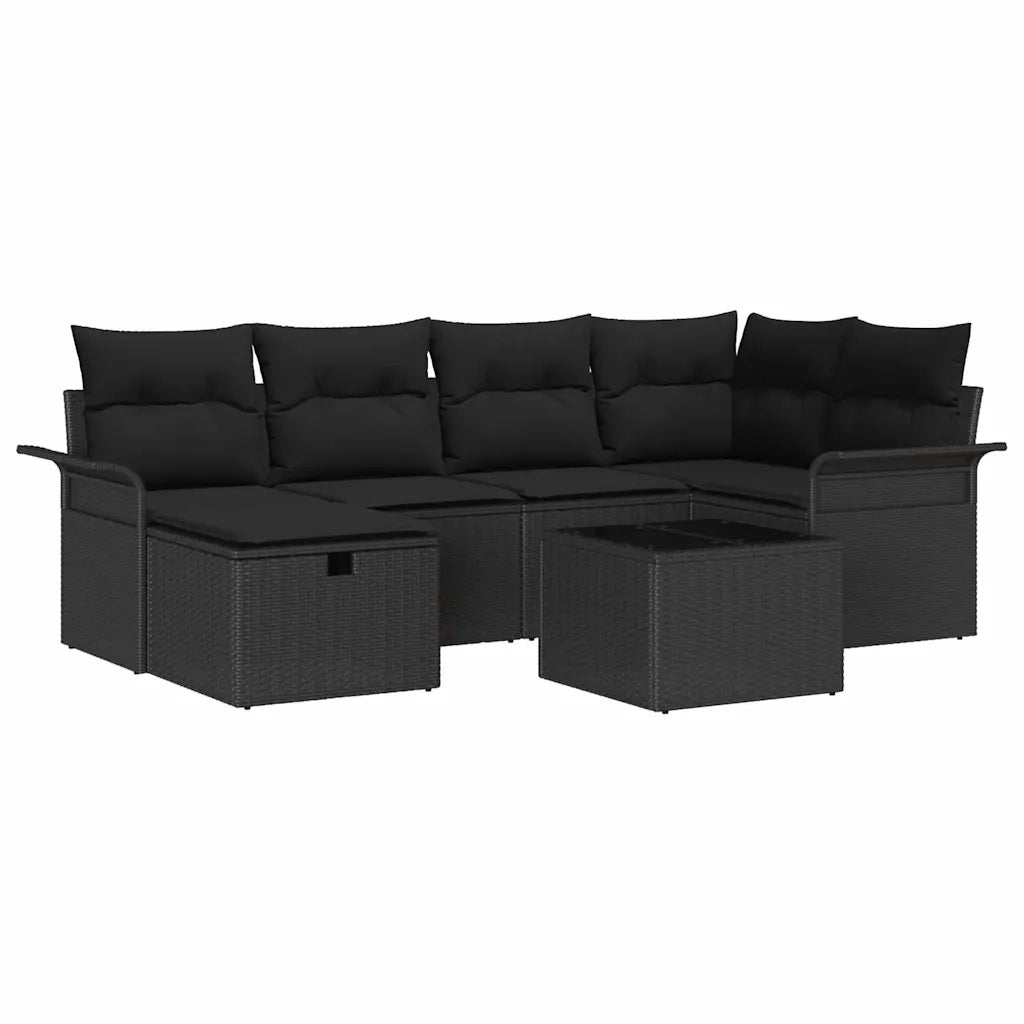 Set Divano da Giardino con cuscino 7 pcs Poly Rattan