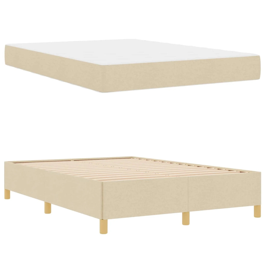 Struttura del letto con materasso Crema 140 x 190 cm Tessuto