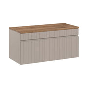 Set bagno ICON: mobile sottolavabo 80cm cachemire + piano per lavabo effetto legno