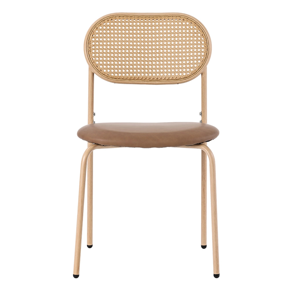 Set 2 Sedie da Pranzo con Gambe in Metallo e Seduta in Rattan ¨C Xylo ¨C Marrone