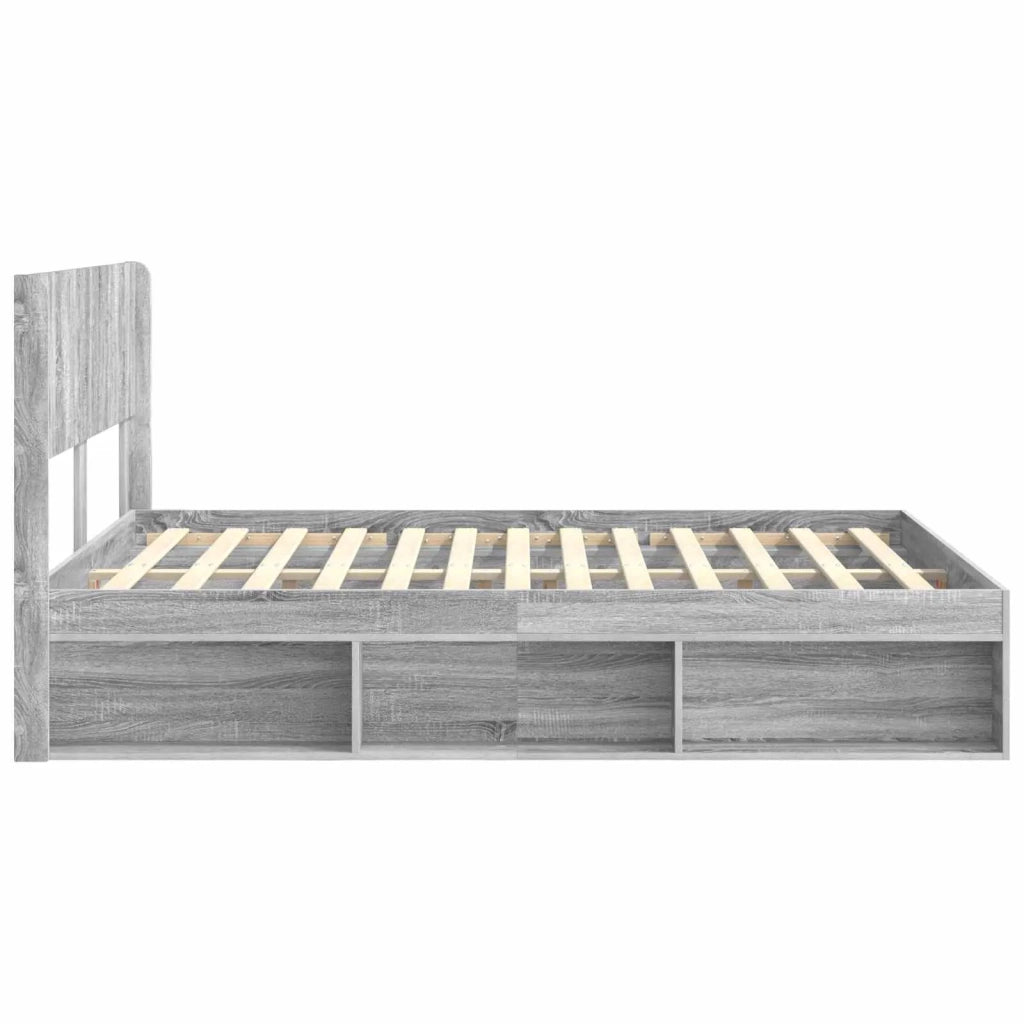 Struttura del letto con stoccaggio e testata-Giroletto con contenitore Sonoma grigio 989994