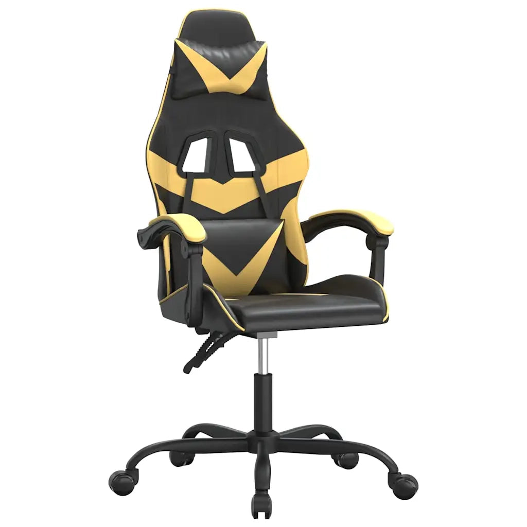 Sedia da Gaming | Sedia da e-sports Girevole Nera e Oro in Similpelle