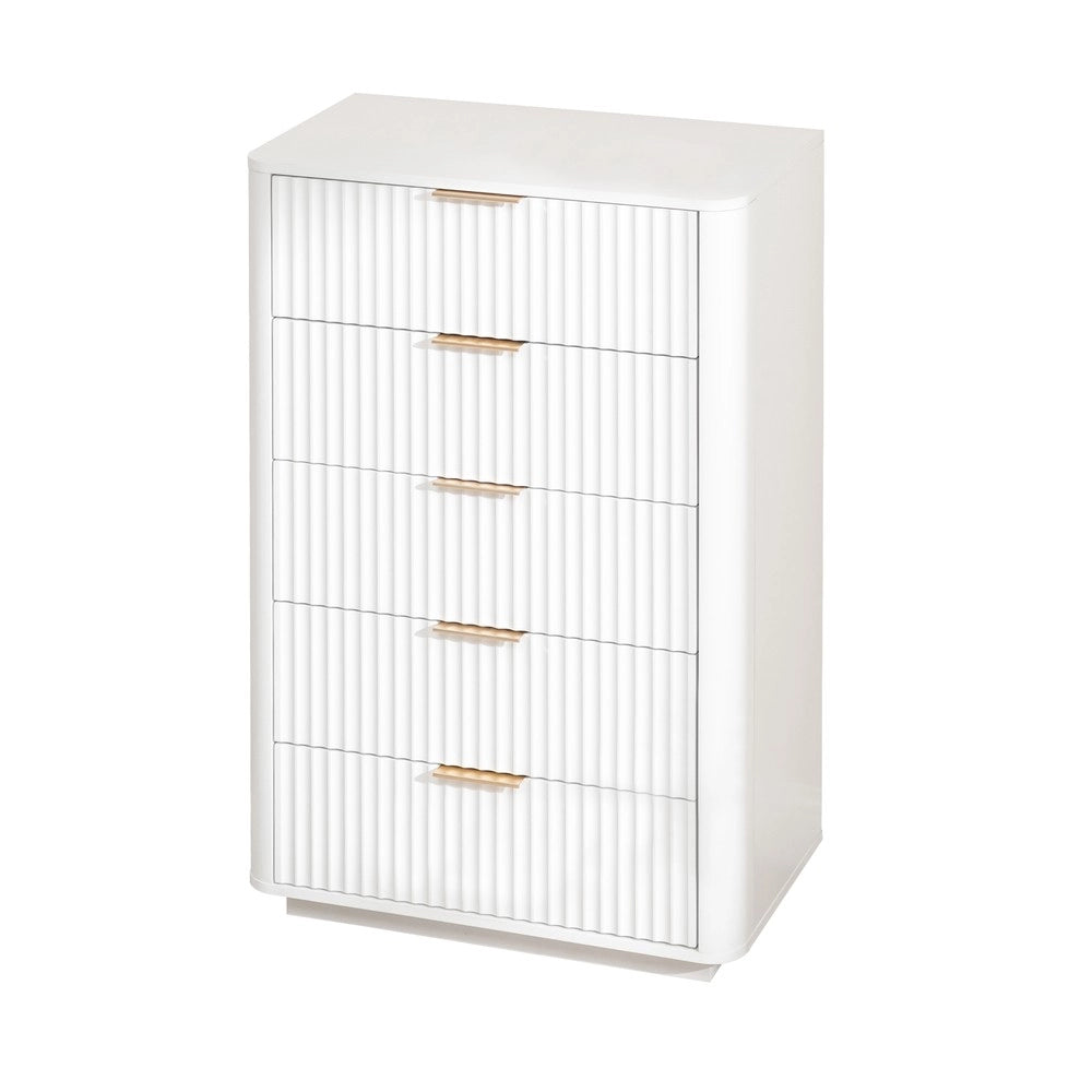 Cassettiera 5 Cassetti ¨C MINIMAL ¨C Bianco, MDF, Maniglie in Metallo