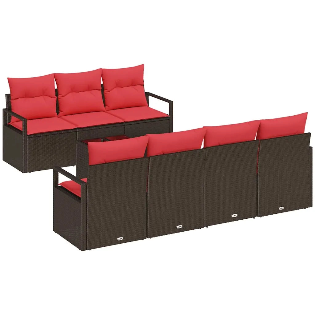 Set Divano da Giardino 8 pcs Beige e Rosso polyrattan 3354963