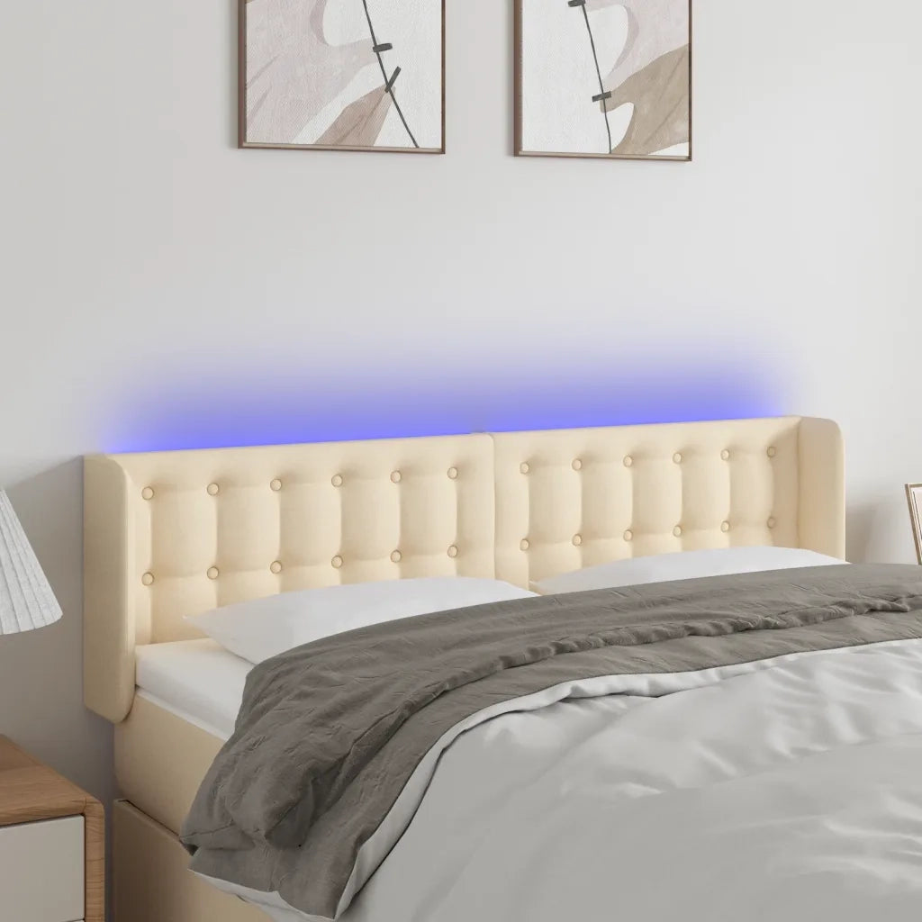 Testiera | Testata a LED Crema 147x16x78/88 cm in Tessuto