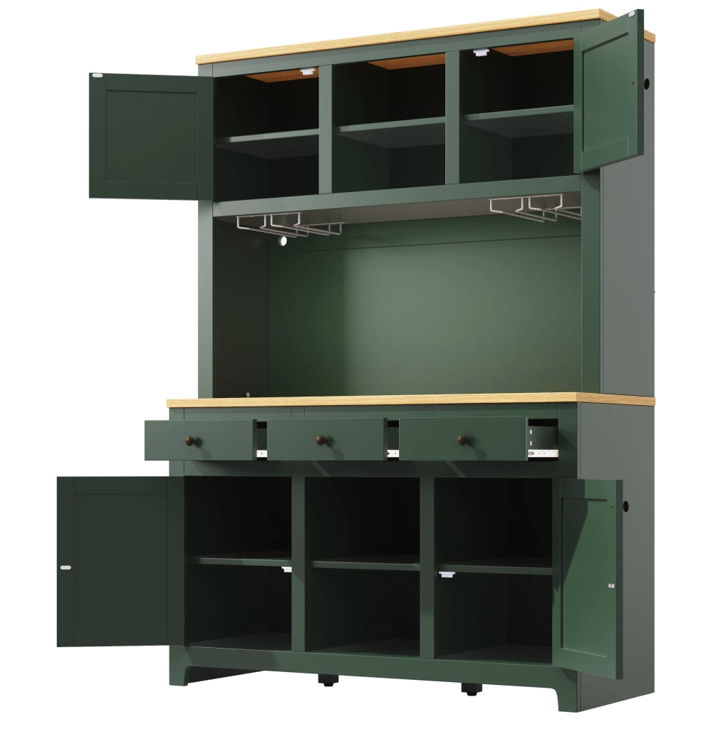 Credenza da cucina alta 120x40x180 cm in MDF verde antico