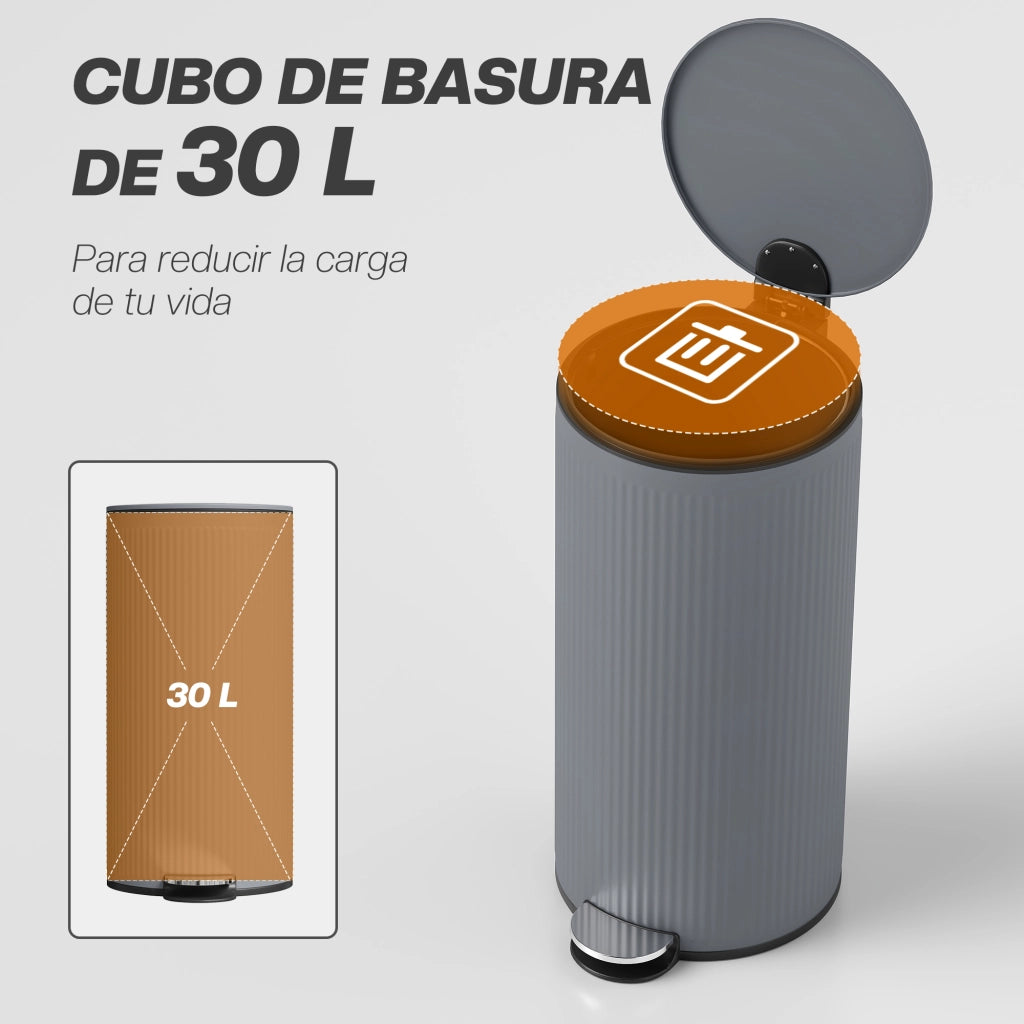 Cestino 30L con Pedale ¨C Minimal ¨C Grigio