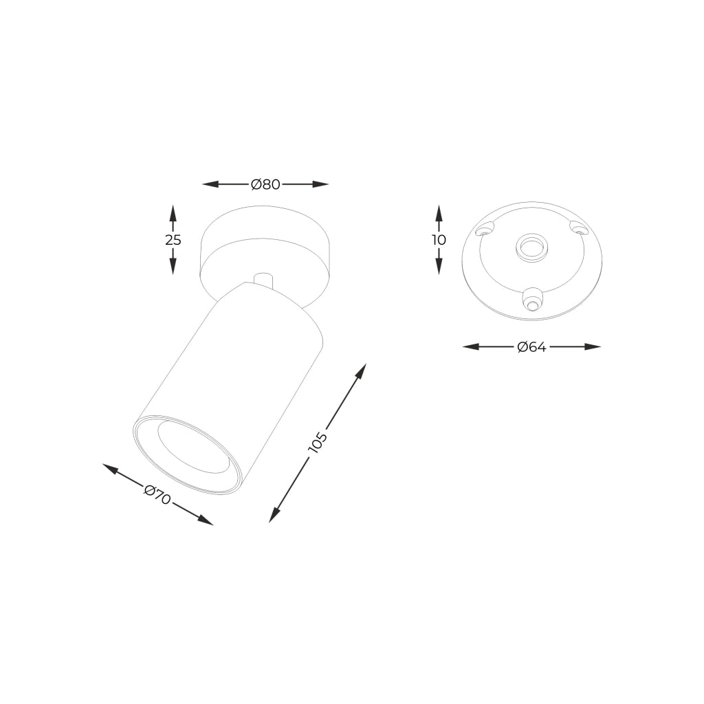 Spot soffitto Zuma Line TORE bianco tondo orientabile Ø7 GU10