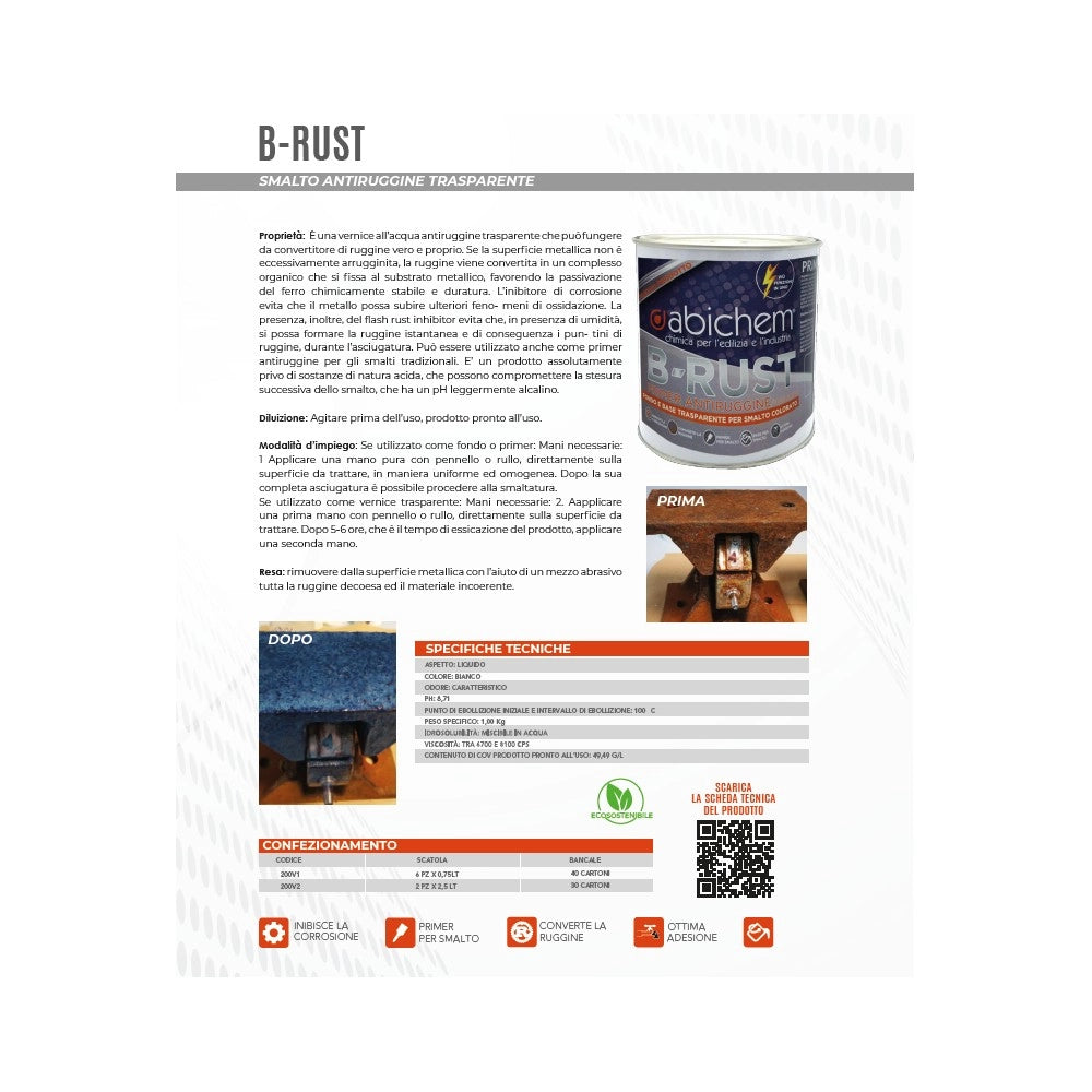 Abichem 1kg b-rust smalto antiruggine trasparente