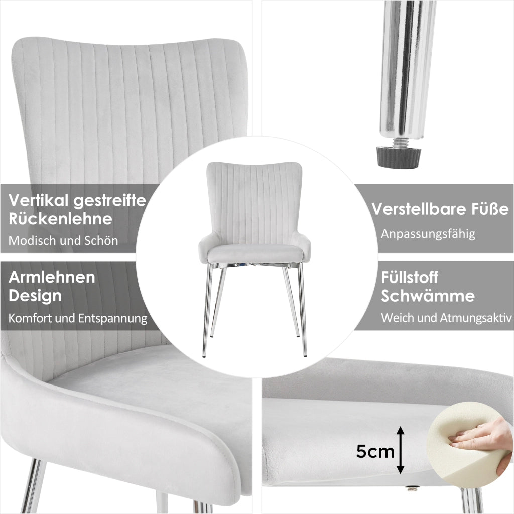 SEDIA DA SALA DA PRANZO in velluto grigio Set da 4 pezzi