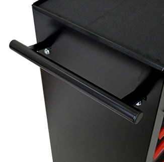Carrello portautensili mobile a 7 cassetti in acciaio nero e rosso con serratura HOMVRA