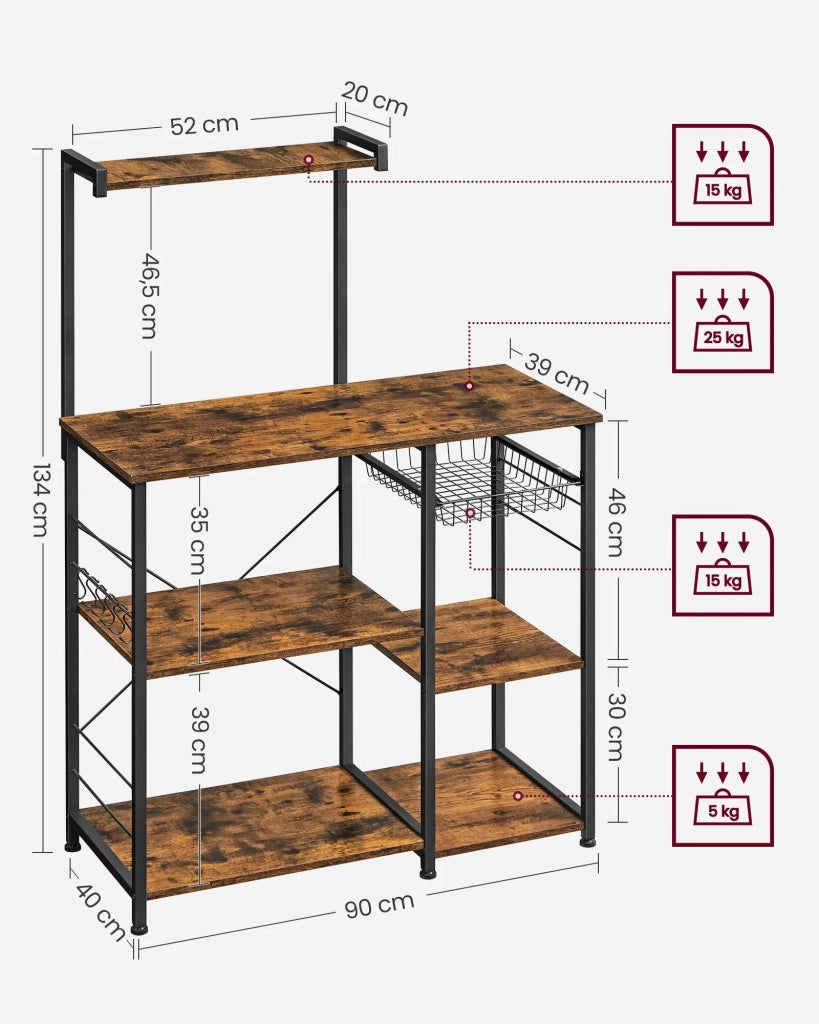Scaffale multiuso 90 x 40 x 132 cm marrone 12_0004839