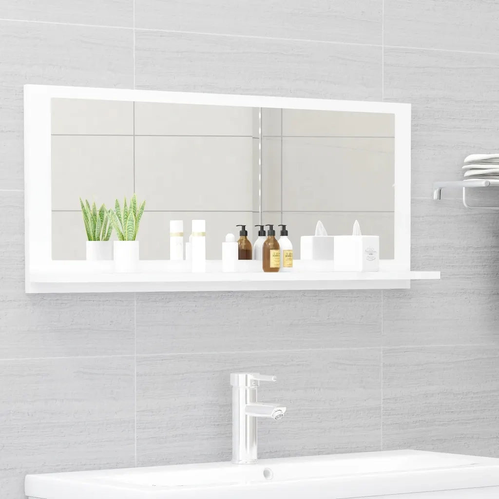 Specchio da Bagno-Specchio per Bagno Bianco 90x10,5x37 cm in Legno Multistrato
