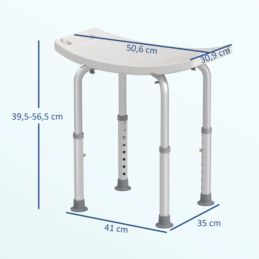 Sgabello Doccia Regolabile ¨C Xylo ¨C Alluminio HDPE Bianco Carico 136kg